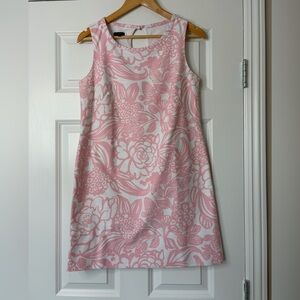 Talbots Pink and White Floral Sleeveless Mini Cotton Shift Dress Size 4